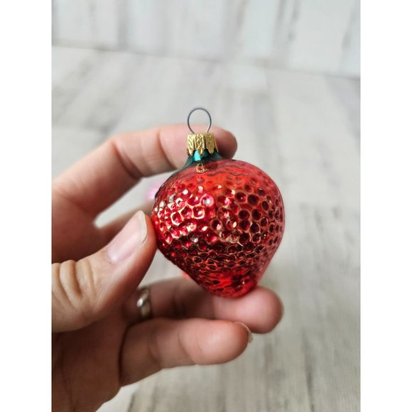 Vintage strawberry glass ornament set Xmas tree Columbia - Picture 6 of 14